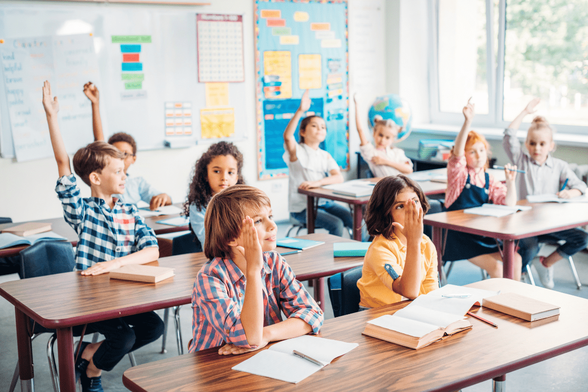 Engaged students in a social studies classroom